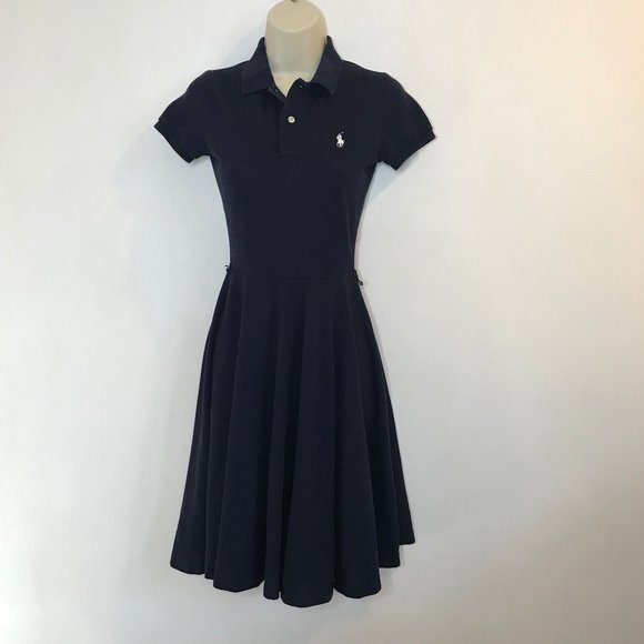 Ralph Lauren Dresses & Skirts - Polo Ralph Lauren T-shirt Dress SMALL S Navy Blue Fit & Flare Cotton Stretch
